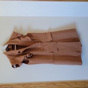 Tan Shein Sleeveless Blazer